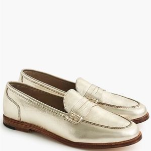 J.Crew. Ryan penny loafers in metallic leather. 7.5. New.